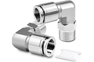 TAILONZ PNEUMATIC 304 Stainless Steel Elbow Male Thread 6 mm Conduit OD x 1/4 BSP Push-in Fittings PL6-02 (Pack of 2)