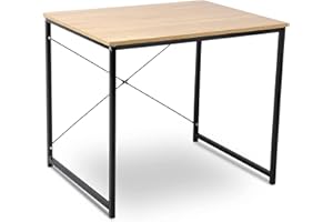 eSituro SCD0032 biurko, stół do jadalni, stolik pod komputer, stolik roboczy, drewno, stal, jasny dąb