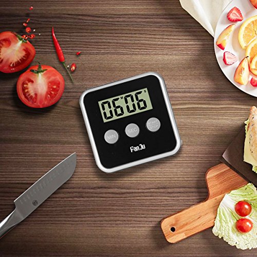 FanJu FJ231 Digital Küche Timer, Big Display, lauter Alarm, magnetische Rückseite, einklappbarer Ständer, einfache Bedienung Mini Countdown Alarm, Schwarz - 4