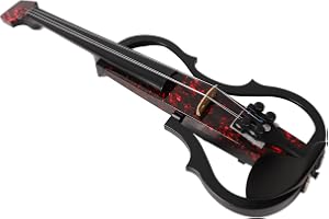 Huvudlös Elektrisk Fiol, Elektrisk Fiolsats trä Silent Fiddle Multifunktionell Elektrisk Fiol för Träning (Rosenblad)