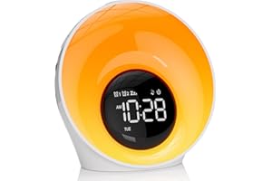 AUYLE Wake Up Light Sunrise Alarm Clock,White Noise Sound Machine with 30 Soothing Sounds,Timer,Sleep Aid,Snooze,Adjustable Brightness & Volume Lamp,Dual Digital Alarm Clocks for Heavy Sleepers Adults Kids