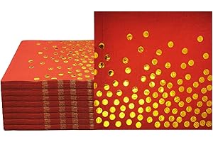 CEILIWEN - Tovaglioli Usa e Getta a Pois Rossi e Oro, 50 Pezzi, Tovaglioli di Carta Dorati per Feste e Cocktail, 33