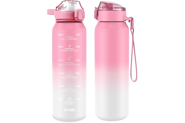 SLUXKE Gourde en acier inoxydable 18/10, 1000 ml (1 l), avec 2 couvercles (avec ou sans paille, Thermosfla, , bouteille isotherme à double paroi pour boissons chaudes, gazeuses et froides