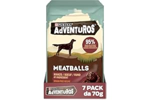 PURINA CAT CHOW Purina Adventuros High Meat Meatballs Snack Cani, 7 Confezioni da 70g, 1 Unità (Confezione da 7)