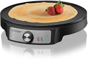 ‎CLOER Cloer 6620 Crêpes-Maker, für süße oder herzhafte Crepes mit 29 cm Ø, 1200 W, Antihaftbeschichtung, inkl. Teigverteiler aus Holz und Wender, schwarz