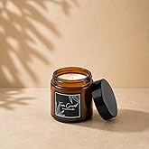 Tiem Concept Doğal Soya Mumu - 120g Vanilya Kokulu &Ouml;zel Tasarım Kavanoz Mum, Kapaklı Dekoratif Amber Cam Bardak - Vegan ve Pa