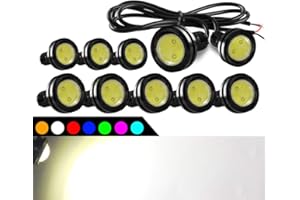 KAIDENGZHE 10pcs High Power 9W 23mm Eagle Eye LED Light DRL Fog Light Motorcycle Light Daytime Running Lights DRL Tail Backup Light Car Motor Clearance Marker Lights(White)