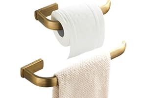 Flybath 2 pezzi Set di Accessori da Bagno-Anello Portasciugamani,Porta Carta Igienica,Montaggio a Parete，Bronzo Spazzolato