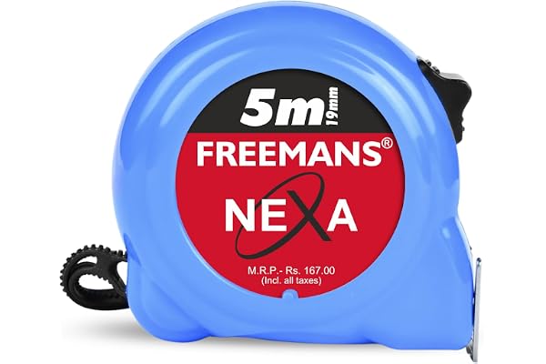 FREEMANS NEXA 5m:19mm Steel Inchi Measuring Tape - 5m With Unbreakable ABS case Click Action Front Lock Double-sided Printing and Belt Clip