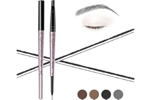 Music Flower lápiz cejas impermeable, lápiz de cejas de doble punta, maquillaje de ojos de larga duración a prueba de manchas, Negro