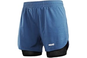 ARSUXEO B179 męskie spodnie do biegania, krótkie spodenki gimnastyczne ze spodniami kompresyjnymi 2 w 1, spodenki do biegania w piłkę nożną, koszykówkę lub do codziennego użytku