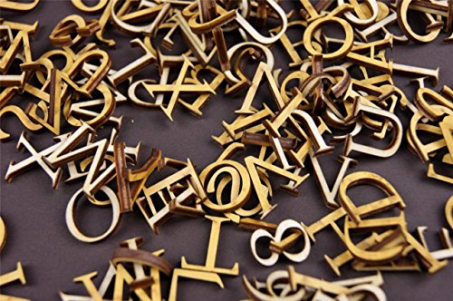 250+ Holz kleine Buchstaben (1cm) Alphabet Dekoration Selbstklebend (NF3) - 2