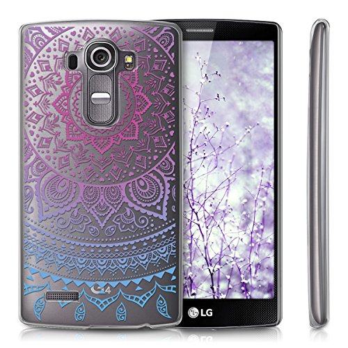 kwmobile Funda para LG G4 - Case pl  stico para m  vil - Cover trasero Dise  o Sol hind   en azul rosa fucsia transparente