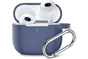 Upeak Etui kompatybilne z AirPods 3. generacji 2021, w pełni owinięte silikonowe etui ochronne, amortyzacja wstrząsów do Apple AirPods 3, z brelokiem, niebiesko-szare