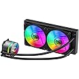 GameMax Iceburg 240mm ARGB CPU Liquid Cooler, AIO 240mm Water Cooler For Intel & AMD, 2 x 120mm ARGB Infinity PWM Fans, 800 to 2000RPM & Infinity Mirror Rotatable Cap Design | Black