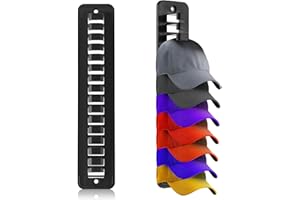 BOXOB 2 szt. Wieszak na Kapelusze na Sciane, Plastikowy Organizer na Czapki Baseballowe Samoprzylepny Haczyk na Czapki Wieszak na Kapelusze na Sciane Drzwi Szafe (Czarny)