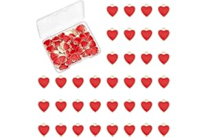 UNICRAFTALE about 80pcs Heart Charms Enamel Red Love Heart Charms Small Cute Valentine's Day Pendant for Valentine Gifts Keychains Earrings Bracelets Necklaces Jewelry Making and DIY Crafts