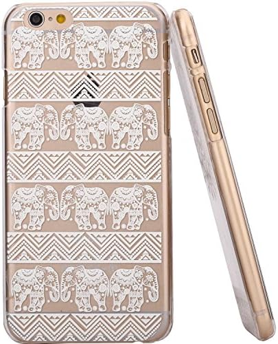 Jinhoo(TM) Fashion White Little Elephant Plastic Floral Paisley Tribal Printed Pattern Flower Cover Case for Apple iPhone6 Plus 5.5