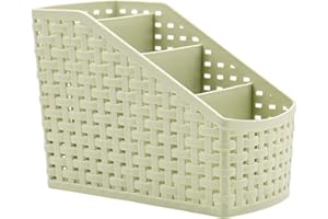 Fai Top Panier de Rangement, Boîte de Rangement en Plastique, Boîte de Rangement de Bureau, 4 Compartiments, Boîte de Rangement Multifonction pour Bureau, Comptoir, Cuisine-Vert