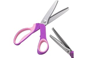 CREAWONDER Pinking Shears for Fabric Cutting, Zig Zag Lace Scissors for Wig Sewing Dog-Tooth Serrated Scissors Miter Shears