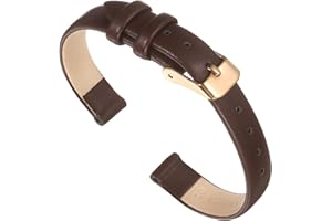 sourcing map Multi-sizes Genuine Leather Band, Flat Thin Elegant Leather Watch Strap for Men and Women