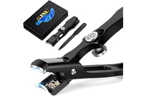 GJNL Nail Clippers for Thick Nails, Wide Jaw Toe Nail Clippers with Catcher, Large Toenail Clippers for Thick Nails for Men with Safety Lock Sharp Curved Blade