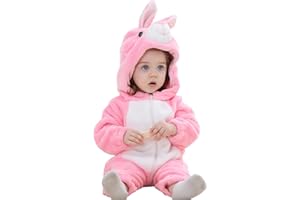 TMEOG Pelele para bebé recién nacido, unisex, diseño de animales, con cremallera y capucha, mono de franela para otoño e invierno