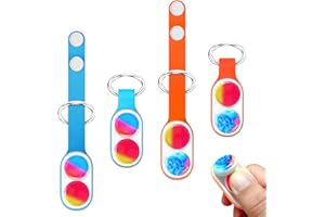 Echehi 2pcs Magnetic Pop Fidget Toys, Portable Stress Relief Fidget Keyring, Anxiety Relief & Focus, Ideal for Adults and Kids. Blue, Orange