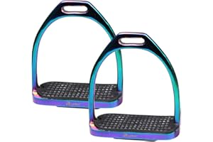 Royalian Horse Riding Fillis Safety Stirrup Horse Saddle Riding Stainless Steel Equestrian U-Shape Non-Slip High Strength Etrier For Hunt With Tread (4.5", Multicolor)