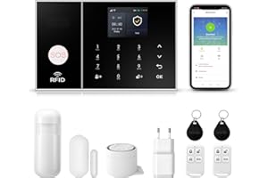 XNY Alarme Maison sans Fil 4G, 8 Pièces WiFi Systèmes Sécurité pour la Maison avec 120DB Sirène, Détecteur de Mouvement, Capteurs de Fenêtre et de Porte, Compatible avec Alexa et Google Assistant