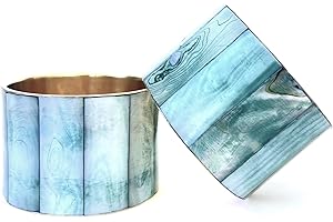 ASTER HOME Portatovaglioli da Tavolo in Pietra Naturale di Madreperla Verde Bluastro - Set di 10 Eleganti Portatovaglioli Natalizi - Set di 10 Robusti Portatovaglioli Natalizi Dorati (10)