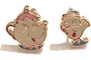 giulyscreations Orecchini Metallo Nichel Free La Bella E La Bestia Mrs BRIC Chicco Teiera Tazzina Lobo Cartoni Animati Beauty And The Beast Fantasy Cosplay