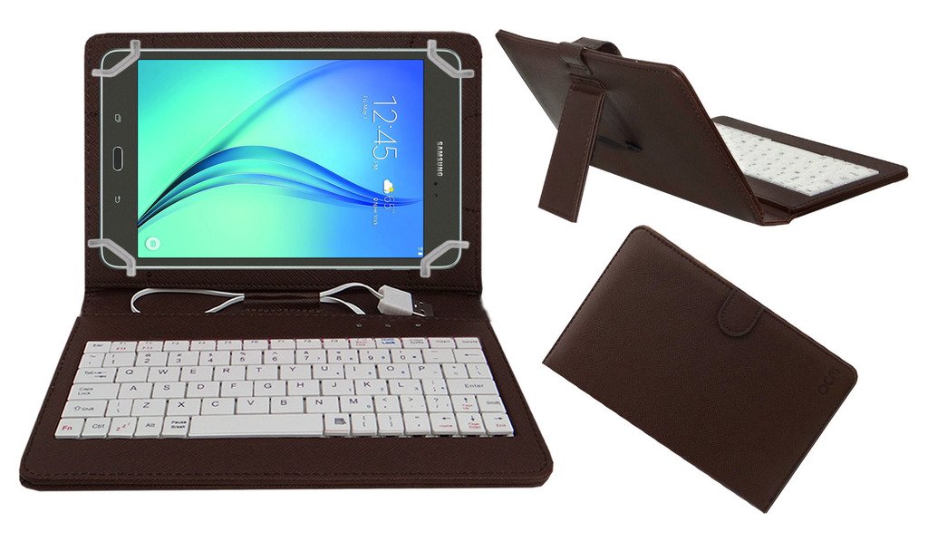 Acm USB Keyboard Case Compatible with Samsung Galaxy Tab A 8.0" Tablet Cover Stand Study Gaming Direct Plug & Play - Brown