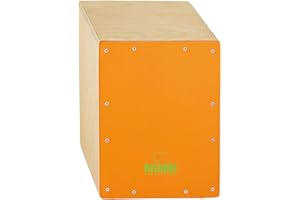 Nino Percussion Cajon pour Enfants – Cajon pour Enfants à partir de 4 ans – Instrument de Musique – Surface de Jeu en Bouleau Baltique, Orange (NINO950OR)