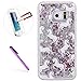 Price comparison product image ISADENSER S7 Case, 3D Glitter Flowing Liquid Floating Quicksand Moving Hard Protective Case for Samsung Galaxy S7 + 1 Stylus Pen + 1pcs Screen Protector Film Silver White horse