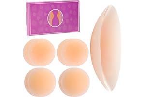 4 Paires Cache-tétons, Tacilin Auto-adhésif Réutilisables en Silicone Doux Couvre Seins Mamelons Invisibles étanches Cache Teton Nipple Cover [8 cm] - Couleur de la Peau Claire