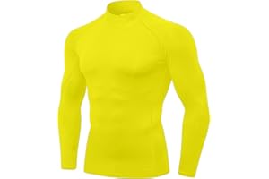 Yuerlian Compression Tops for Men Long Sleeve Running Gym Shirt Quick Dry Sports Base Layer Undershirts Workout Training Fitness Top Mock Turtleneck