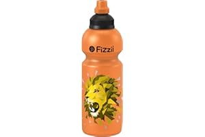 Fizzii Kinder- und Freizeittrinkflasche 600 ml (auslaufsicher bei Kohlensäure, schadstofffrei, spülmaschinenfest, Motiv: Löwe)