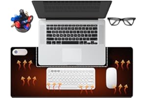 Rppiup Heated Mouse mat, 80x33 cm(31.5x13 in) Heated Desk mat, Hand Warmer Heated Desk pad with 3 Heat Levels & 3 Hours Automatic Shut-Off, Intelligent Zone Heating with Digital Display (Black)