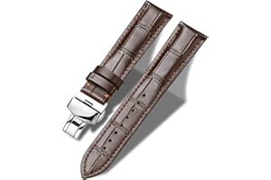 Tristraps Genuine Leather/Crocodile/Alligator Watch Strap with Butterfly Buckle 12mm 14mm 16mm 18mm 19mm 20mm 21mm 22mm 24mm Black Brown Replacement Watch Band for Men Women