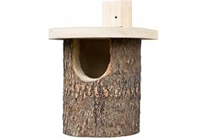 Wildlife World N8 Natural Log Robin Nest Box Bird Home Birdhouse, silver