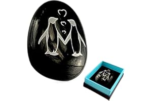 Aibyks -Positivitäts-Pinguin-Kiesel, Personalisierte handgefertigte Pinguin-Kiesel-Ornament, Geburtstags-Hochzeitsfest-Valentinsgruß-Pinguin-Geschenk, schwarz