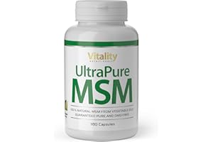 ‎VITALITY NUTRITIONALS MSM Hochdosiert, Ultra Pure MSM Kapseln mit 1000 mg Methylsulfonylmethan, 180 Kapseln für 6 Monate, ohne unnötige Zusätze Vitality Nutritionals by VitaminExpress