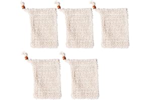 USTNIR bolsita de jabón bolsita de jabón de sisal para espumar y secar jabones, exfoliación, Masaje, Bolsas de jabón con Cuerda (5 Piezas)