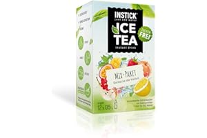 INSTICK JUST ADD WATER INSTICK | Boisson instantanée sans sucre – Mélange de thé glacé – Variétés de thé vert et d'extrait de thé noir | 1 paquet de 12 sachets pour 12x0,5L | boisson en poudre - végétalienne