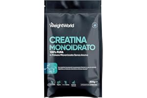 WEIGHTWORLD Creatina Monoidrata in Polvere Vegana, 1 Misurino al Giorno, Creatina in Polvere Micronizzata Pura da 300gr con Misurino, 100 Dosi, Pre Workout, Intra e Post Workout, Senza Magnesio Stearato né OGM