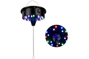DJBOOMY Rotating Mirror Disco Ball Motor: 6 RPM Light Up Disco Ball Spinner Hanging Mirror Ball Motor with 18 RGBW Led Light for 4 6 8 12" Disco Balls, Parties,Home Decor, Weddings, Nightclubs, KTV
