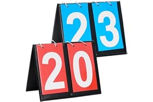 Uzepie 2 PCS Portable Scoreboards, 2-Digital Flip Tabletop Scoreboard, Portable Fold Score Board for Indoor Outdoor Basketball Football Baseball Volleyball Table Tennis, Display Numbers 00-99