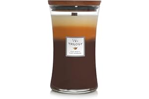 WoodWick Trilogy grande bougie jarre parfumée avec mèche Pluswick, Café gourmand