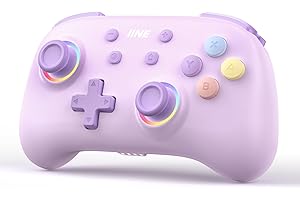 IINE Wireless Controller for Switch/PC/Android/IOS, Cute Gamepad with RGB Lights, Mini Pro Controller with Turbo/Macro/NFC Amiibo/Motion Sensor/Wake-Up/Rumble (Purple)